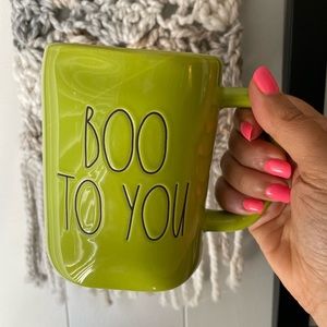 Rae Dunn Green and Black Boo To You Halloween Coffee Mug NEW